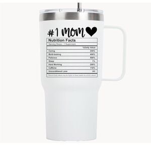 Sandjest Mom Nutrition Facts 20 oz Stainless Steel Tumbler. NWT. Giftable